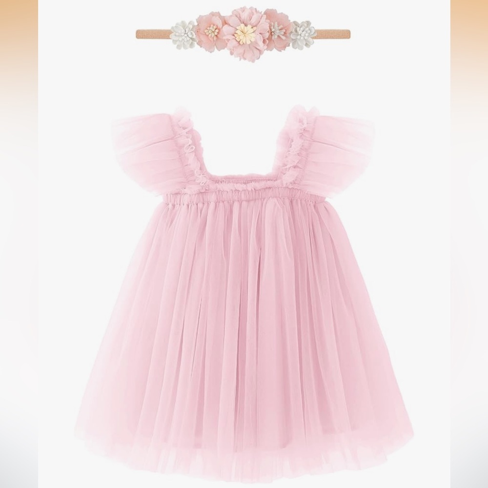 Light Pink Tulle Dress & Headband